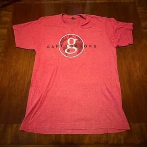 Garth Brooks World Tour 2014-2017 Red V-Neck T-Shirt Medium Tultex Country Music
